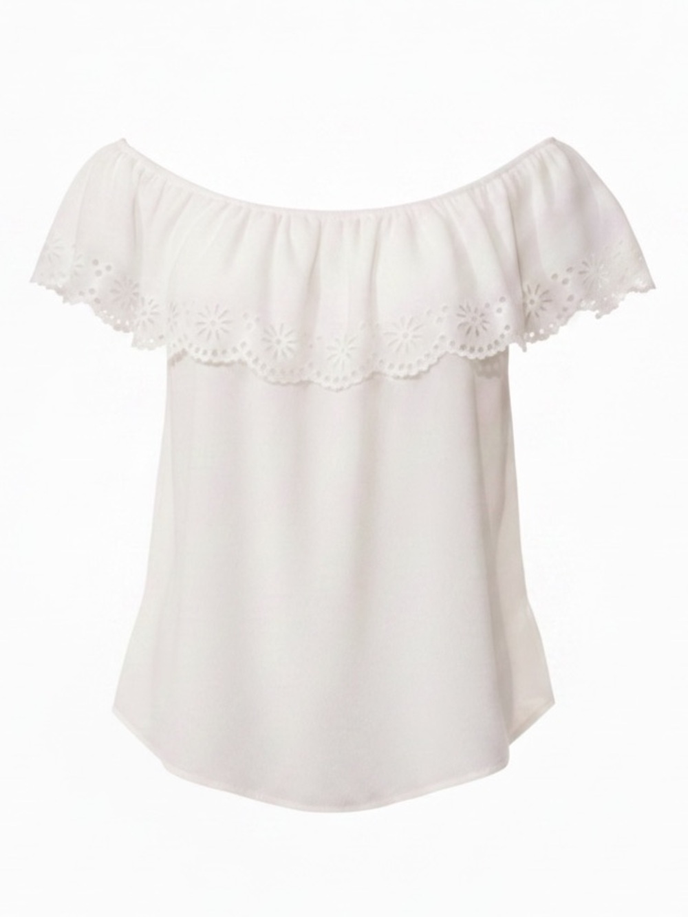 White Off-Shoulder Lasercut Top